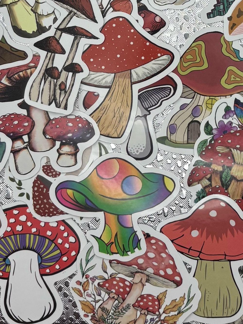 40 + Mushroom Stickers for Water Bottles in Colorful Mushroom Designs - Picture 3 of 6